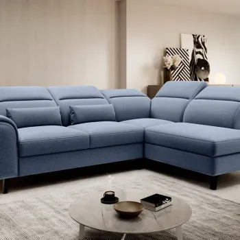 Coltar extensibil stanga 4 locuri ELTAP, LT-40GO, Noble, 255x201x100 cm, lemn/poliester, albastru imagine