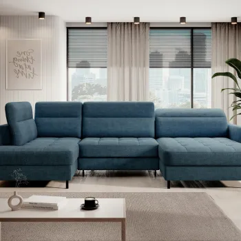 Coltar extensibil stanga 4 locuri ELTAP, LT-40TOS, Berrto, 306x165x100 cm, lemn/poliester, albastru imagine