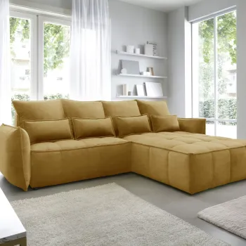 Coltar extensibil stanga 4 locuri ELTAP, LT-45MAN, Campo, 265x196x88 cm, lemn/poliester, mustar imagine