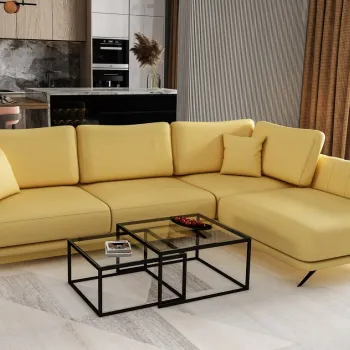 Coltar extensibil stanga 4 locuri ELTAP, LT-45SA, Larde, 286x191x90 cm, lemn/poliester, galben imagine