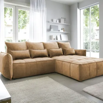 Coltar extensibil stanga 4 locuri ELTAP, LT-45TOS, Campo, 265x196x88 cm, lemn/poliester, mustar imagine