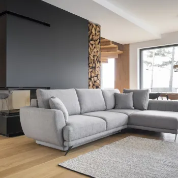 Coltar extensibil stanga 4 locuri ELTAP, LT-86GU, Larde, 286x191x90 cm, lemn/poliester, gri deschis imagine