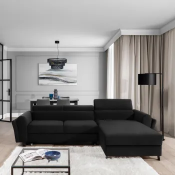 Coltar extensibil stanga 4 locuri ELTAP, Mari-01, Mariall, 288x200x92 cm, lemn/poliester, gri inchis imagine