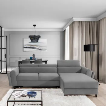 Coltar extensibil stanga 4 locuri ELTAP, Mari-14, Mariall, 288x200x92 cm, lemn/poliester, gri imagine