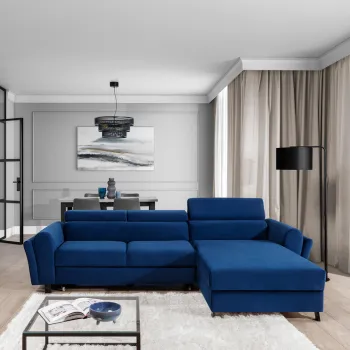 Coltar extensibil stanga 4 locuri ELTAP, Mari-71, Mariall, 288x200x92 cm, lemn/poliester, albastru imagine