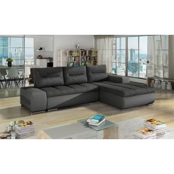 Coltar extensibil stanga 4 locuri ELTAP, Ov03, Ottavio, 275x180x85 cm, lemn/poliester, gri inchis/gri imagine