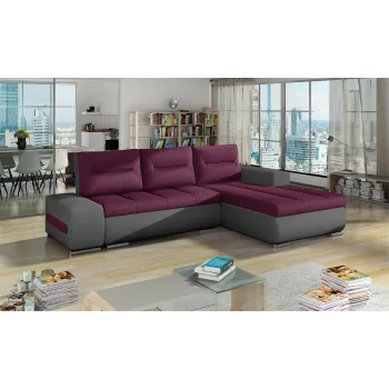 Coltar extensibil stanga 4 locuri ELTAP, Ov05, Ottavio, 275x180x85 cm, lemn/poliester, violet inchis/gri inchis imagine