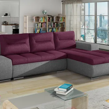 Coltar extensibil stanga 4 locuri ELTAP, Ov06, Ottavio, 275x180x85 cm, lemn/poliester, violet inchis/gri imagine