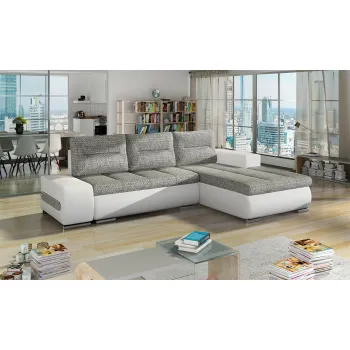 Coltar extensibil stanga 4 locuri ELTAP, Ov37, Ottavio, 275x180x85 cm, lemn/poliester, gri deschis/alb imagine