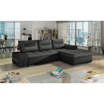 Coltar extensibil stanga 4 locuri ELTAP, Ov38, Ottavio, 275x180x85 cm, lemn/poliester, gri inchis/negru imagine