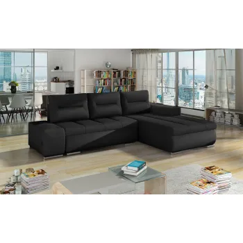 Coltar extensibil stanga 4 locuri ELTAP, Ov40, Ottavio, 275x180x85 cm, lemn/poliester, negru imagine