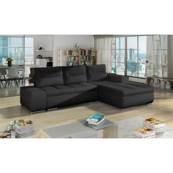 Coltar extensibil stanga 4 locuri ELTAP, Ov41, Ottavio, 275x180x85 cm, lemn/poliester, negru imagine