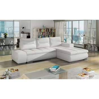 Coltar extensibil stanga 4 locuri ELTAP, Ov42, Ottavio, 275x180x85 cm, lemn/poliester, alb imagine