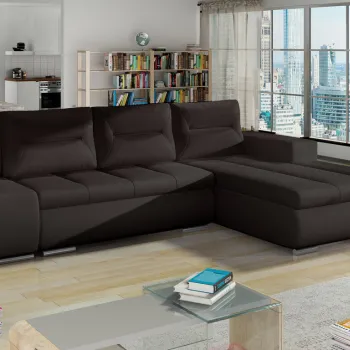 Coltar extensibil stanga 4 locuri ELTAP, Ov43, Ottavio, 275x180x85 cm, lemn/poliester, maro inchis imagine