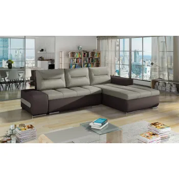 Coltar extensibil stanga 4 locuri ELTAP, Ov44, Ottavio, 275x180x85 cm, lemn/poliester, bej/maro inchis imagine