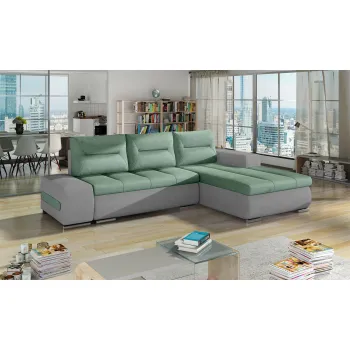 Coltar extensibil stanga 4 locuri ELTAP, Ov45, Ottavio, 275x180x85 cm, lemn/poliester, verde menta/gri inchis imagine