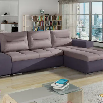 Coltar extensibil stanga 4 locuri ELTAP, Ov46, Ottavio, 275x180x85 cm, lemn/poliester, roz/mov imagine