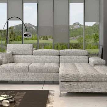 Coltar extensibil stanga 4 locuri ELTAP, Ric-02, Ricardo, 281x205x88 cm, lemn/poliester, gri imagine