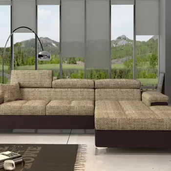 Coltar extensibil stanga 4 locuri ELTAP, Ric-04, Ricardo, 281x205x88 cm, lemn/poliester, bej/maro imagine