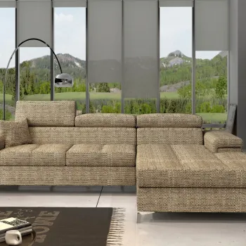Coltar extensibil stanga 4 locuri ELTAP, Ric-05, Ricardo, 281x205x88 cm, lemn/poliester, bej imagine