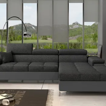 Coltar extensibil stanga 4 locuri ELTAP, Ric-07, Ricardo, 281x205x88 cm, lemn/poliester, gri inchis/gri imagine