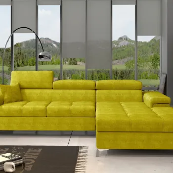 Coltar extensibil stanga 4 locuri ELTAP, Ric-09, Ricardo, 281x205x88 cm, lemn/poliester, galben imagine