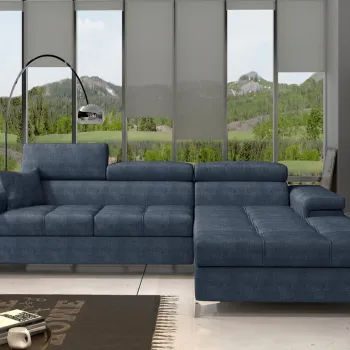 Coltar extensibil stanga 4 locuri ELTAP, Ric-10, Ricardo, 281x205x88 cm, lemn/poliester, albastru imagine