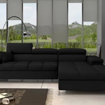 Coltar extensibil stanga 4 locuri ELTAP, Ric-15, Ricardo, 281x205x88 cm, lemn/poliester, negru imagine