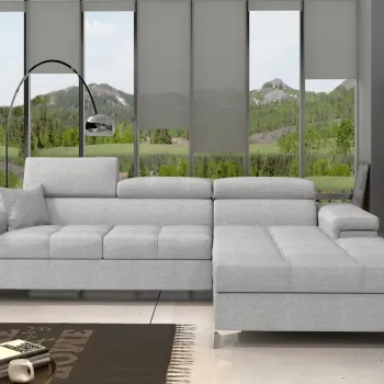 Coltar extensibil stanga 4 locuri ELTAP, Ric-18, Ricardo, 281x205x88 cm, lemn/poliester, gri deschis imagine