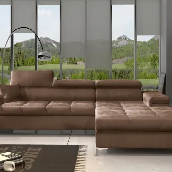 Coltar extensibil stanga 4 locuri ELTAP, Ric-40, Ricardo, 281x205x88 cm, lemn/poliester, maro deschis imagine
