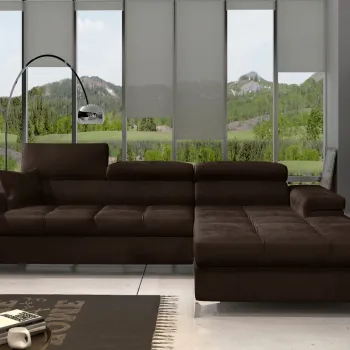 Coltar extensibil stanga 4 locuri ELTAP, Ric-42, Ricardo, 281x205x88 cm, lemn/poliester, maro inchis imagine