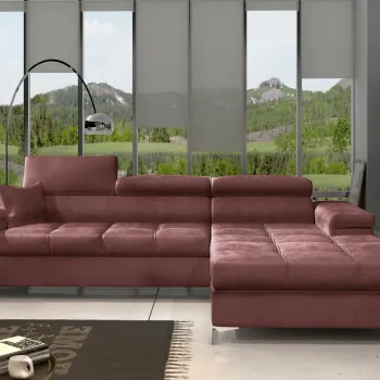 Coltar extensibil stanga 4 locuri ELTAP, Ric-47, Ricardo, 281x205x88 cm, lemn/poliester, roz inchis imagine