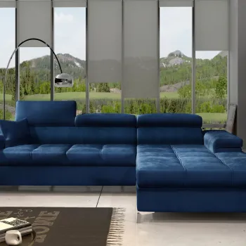 Coltar extensibil stanga 4 locuri ELTAP, Ric-49, Ricardo, 281x205x88 cm, lemn/poliester, albastru inchis imagine