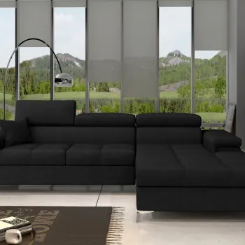 Coltar extensibil stanga 4 locuri ELTAP, RIC-LT-07KRO, Ricardo, 281x205x88 cm, lemn/poliester, negru imagine