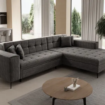 Coltar extensibil stanga 4 locuri ELTAP, Sol_01, Solange, 292x196x84 cm, lemn/poliester, gri imagine