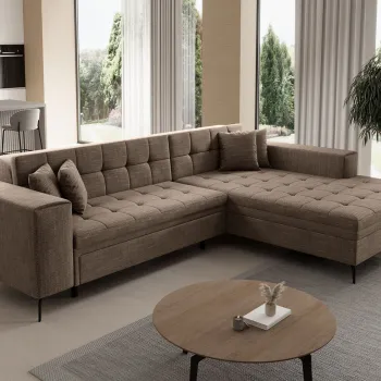 Coltar extensibil stanga 4 locuri ELTAP, Sol_02, Solange, 292x196x84 cm, lemn/poliester, bej inchis imagine