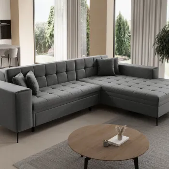 Coltar extensibil stanga 4 locuri ELTAP, Sol_04, Solange, 292x196x84 cm, lemn/poliester, gri imagine