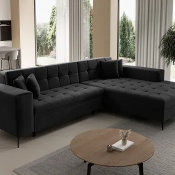 Coltar extensibil stanga 4 locuri ELTAP, Sol_21, Solange, 292x196x84 cm, lemn/poliester, gri inchis imagine