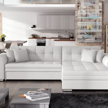 Coltar extensibil stanga 4 locuri, ELTAP, Sorento, 296x194x78 cm, lemn/poliester, alb imagine