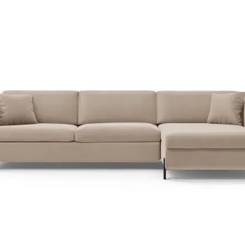 Coltar extensibil stanga 4 locuri, Gloria, Micadoni Home, 266x170x88 cm, catifea, bej imagine
