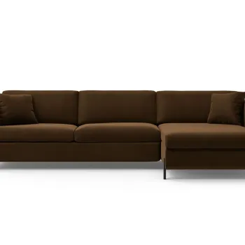 Coltar extensibil stanga 4 locuri, Gloria, Micadoni Home, 266x170x88 cm, catifea, ciocolatiu imagine