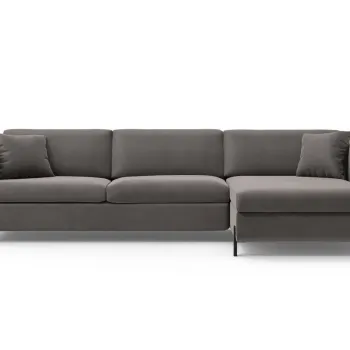 Coltar extensibil stanga 4 locuri, Gloria, Micadoni Home, 266x170x88 cm, catifea, gri imagine