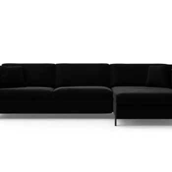 Coltar extensibil stanga 4 locuri, Gloria, Micadoni Home, 266x170x88 cm, catifea, negru imagine