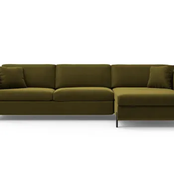 Coltar extensibil stanga 4 locuri, Gloria, Micadoni Home, 266x170x88 cm, catifea, verde imagine