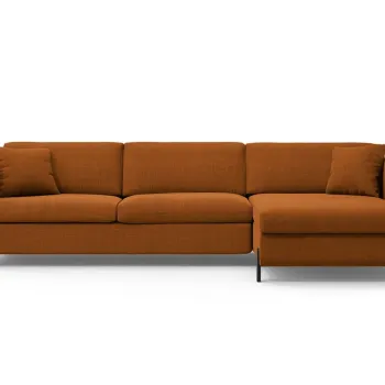Coltar extensibil stanga 4 locuri, Gloria, Micadoni Home, 266x170x88 cm, tesatura structurata, caramiziu imagine