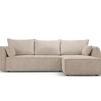 Coltar extensibil stanga 4 locuri, Kaelle, Micadoni Home, BL, 252x165x87 cm, poliester chenille, bej imagine