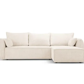 Coltar extensibil stanga 4 locuri, Kaelle, Micadoni Home, BL, 252x165x87 cm, poliester chenille, bej deschis imagine