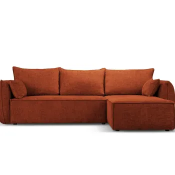 Coltar extensibil stanga 4 locuri, Kaelle, Micadoni Home, BL, 252x165x87 cm, poliester chenille, caramiziu imagine