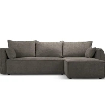 Coltar extensibil stanga 4 locuri, Kaelle, Micadoni Home, BL, 252x165x87 cm, poliester chenille, gri imagine