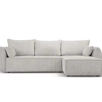 Coltar extensibil stanga 4 locuri, Kaelle, Micadoni Home, BL, 252x165x87 cm, poliester chenille, gri deschis imagine